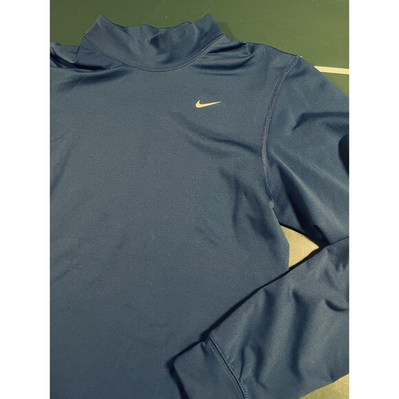 Nike Dri-Fit Performance Mock Turtleneck Long Sleeve Shirt XL Blue Layer Cold - Picture 1 of 8
